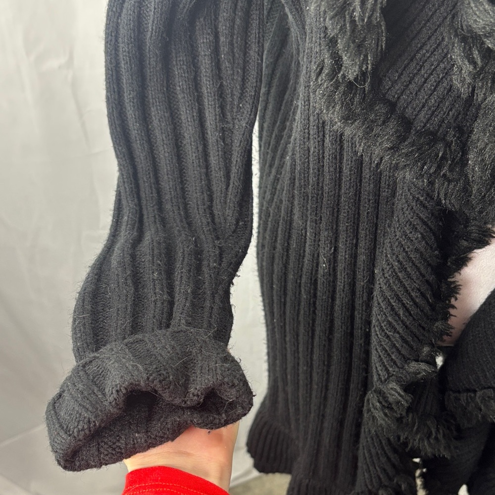 Alfani Black Ruffled Cardigan Sweater - Picture 4 of 6